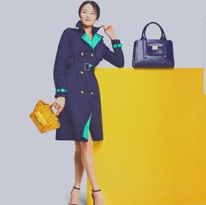 3.1 PHILLIP LIM Women's Blue and Green Belted Trench XS / S NWT!